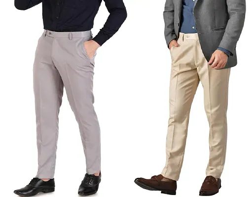 Peter England Casuals Trousers & Chinos, Peter England Cream Formal Trousers  for Men at Peterengland.com